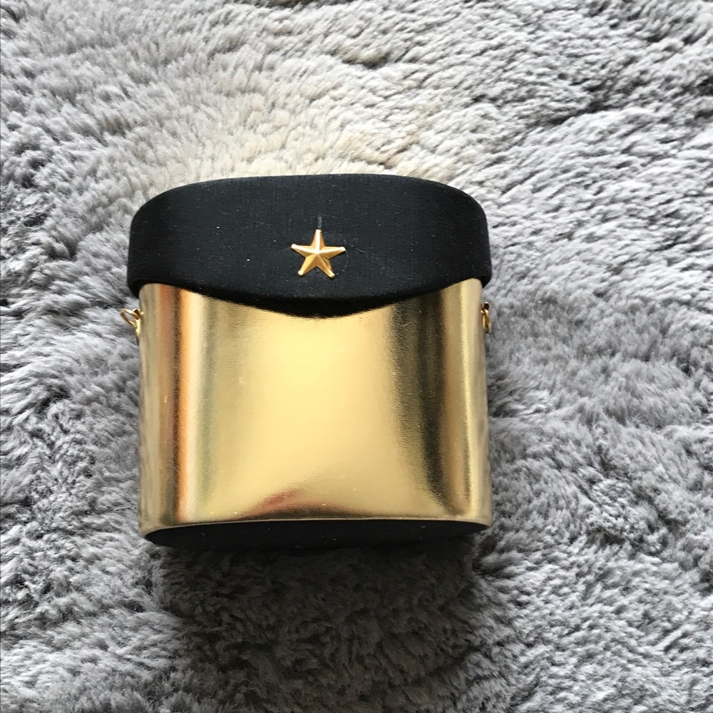 Bob Mackie Gold and Black Star-Embellished Cylinder Purse - NWOT
